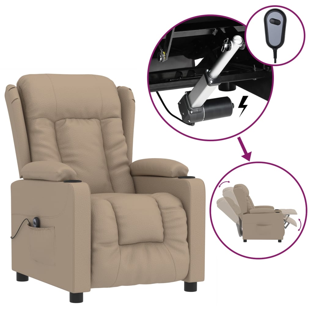 vidaXL Elektrické polohovací křeslo cappuccino umělá kůže