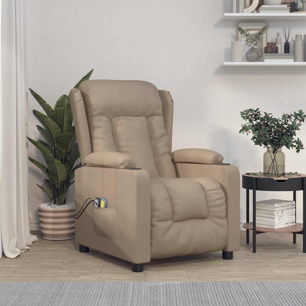 vidaXL Massagesessel Elektrisch Cappuccino-Braun Kunstleder