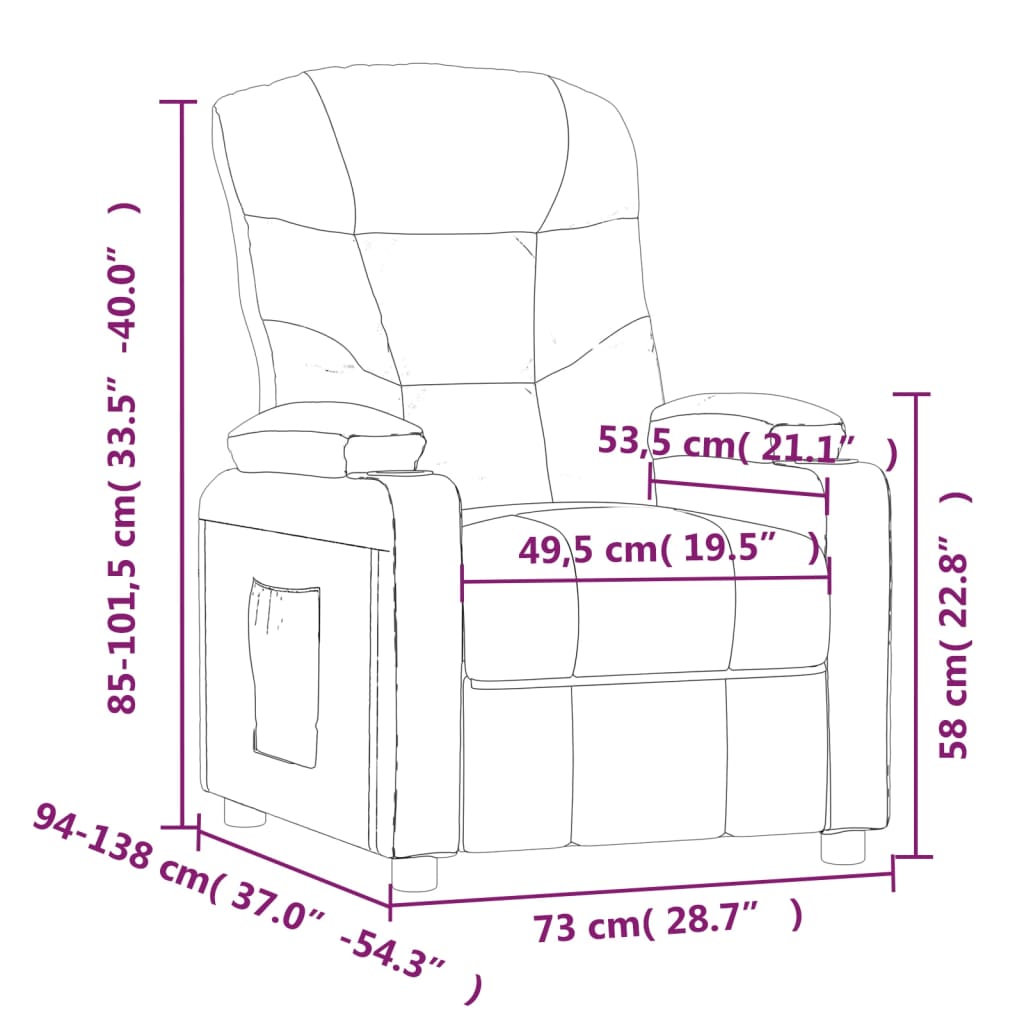 Fotoliu rabatabil electric, roșu vin, material textil