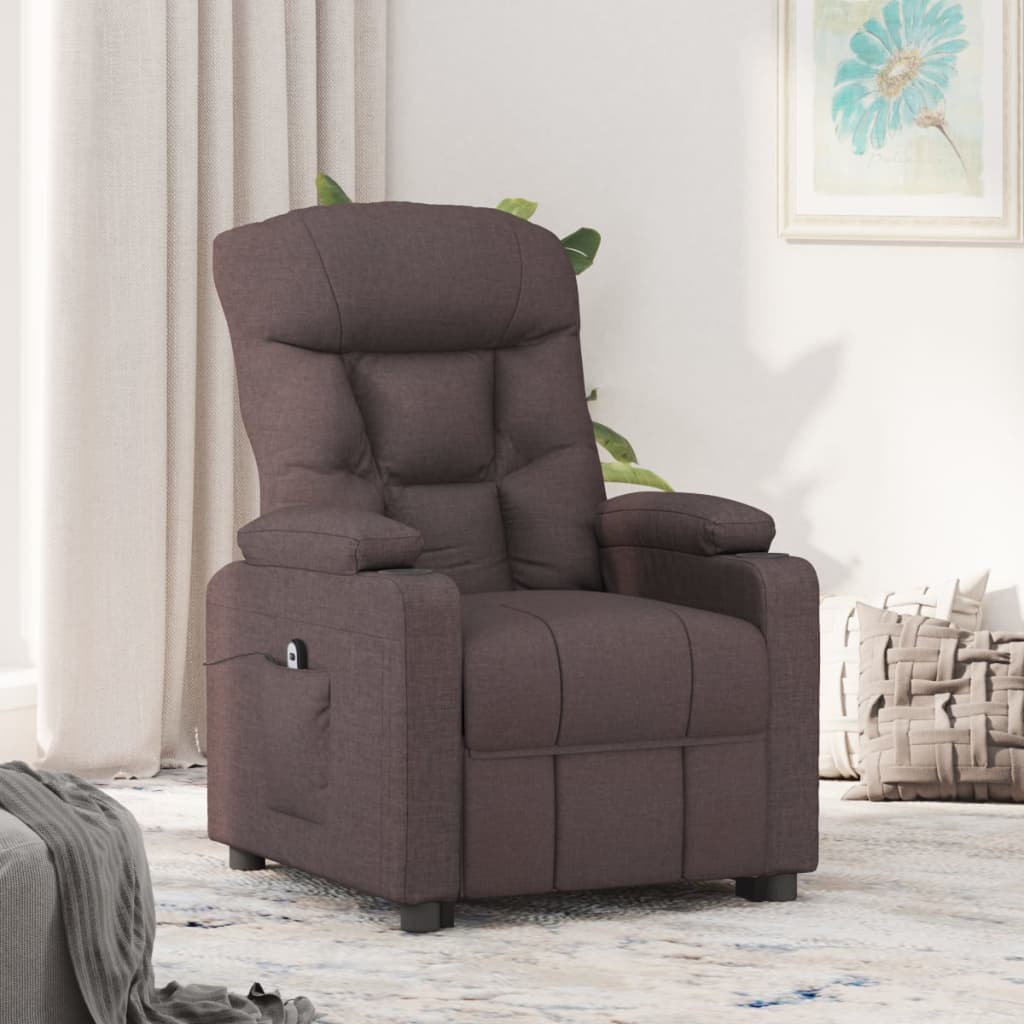 vidaXL Fotoliu rabatabil electric, maro închis, material textil
