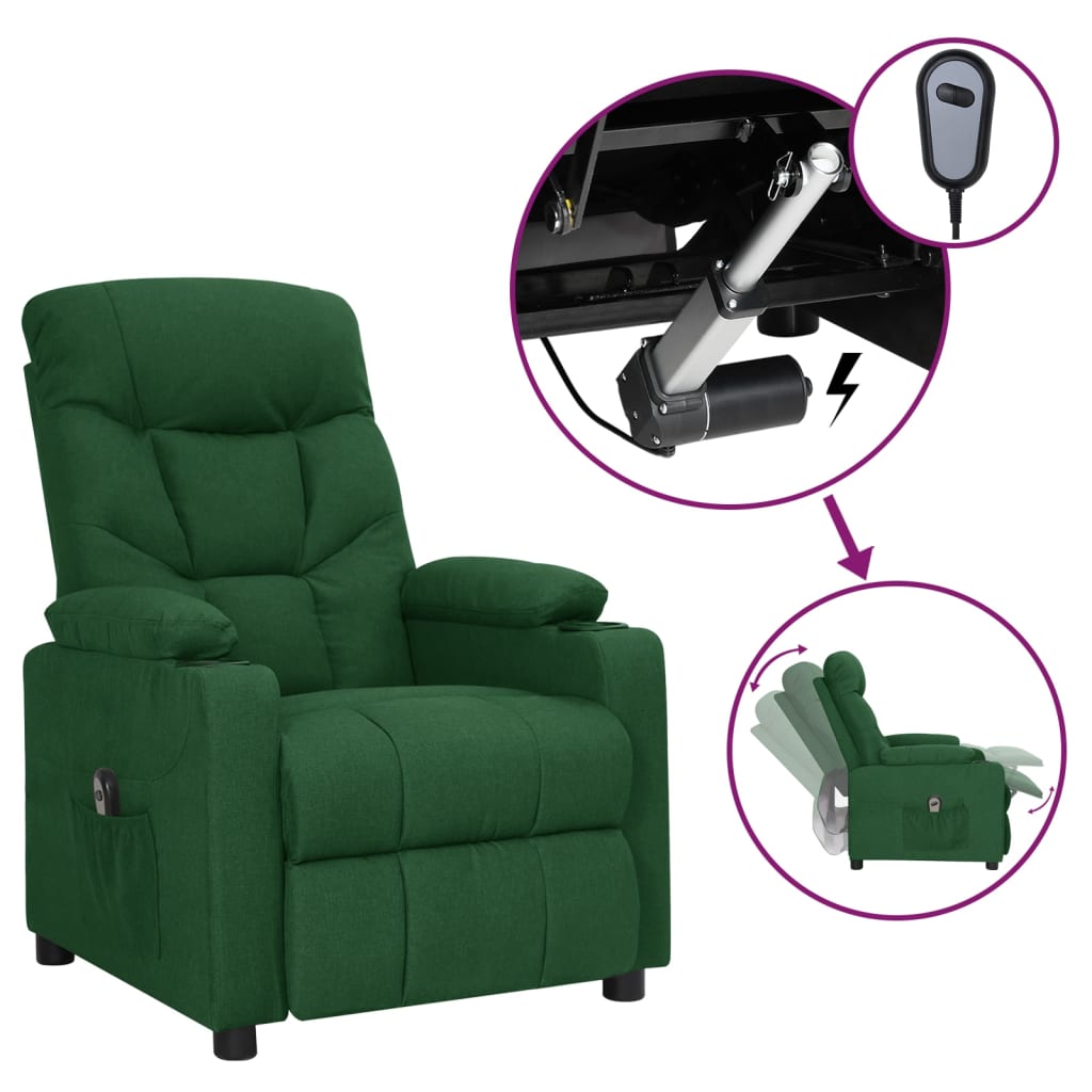 vidaXL Relaxsessel Elektrisch Dunkelgrün Stoff
