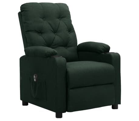 vidaXL elektrisks atpūtas krēsls, atgāžams, tum&scaron;i zaļ&scaron; audums