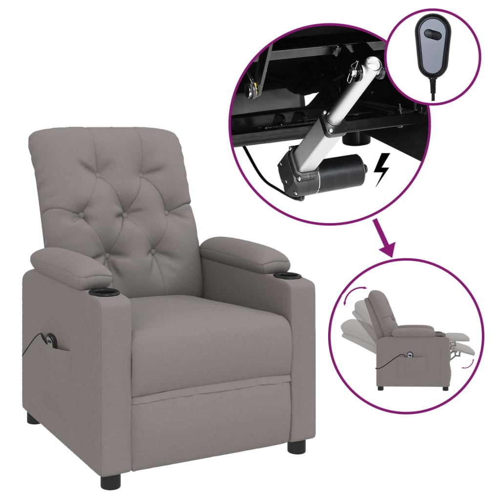 vidaXL Elektrické polohovací křeslo taupe textil
