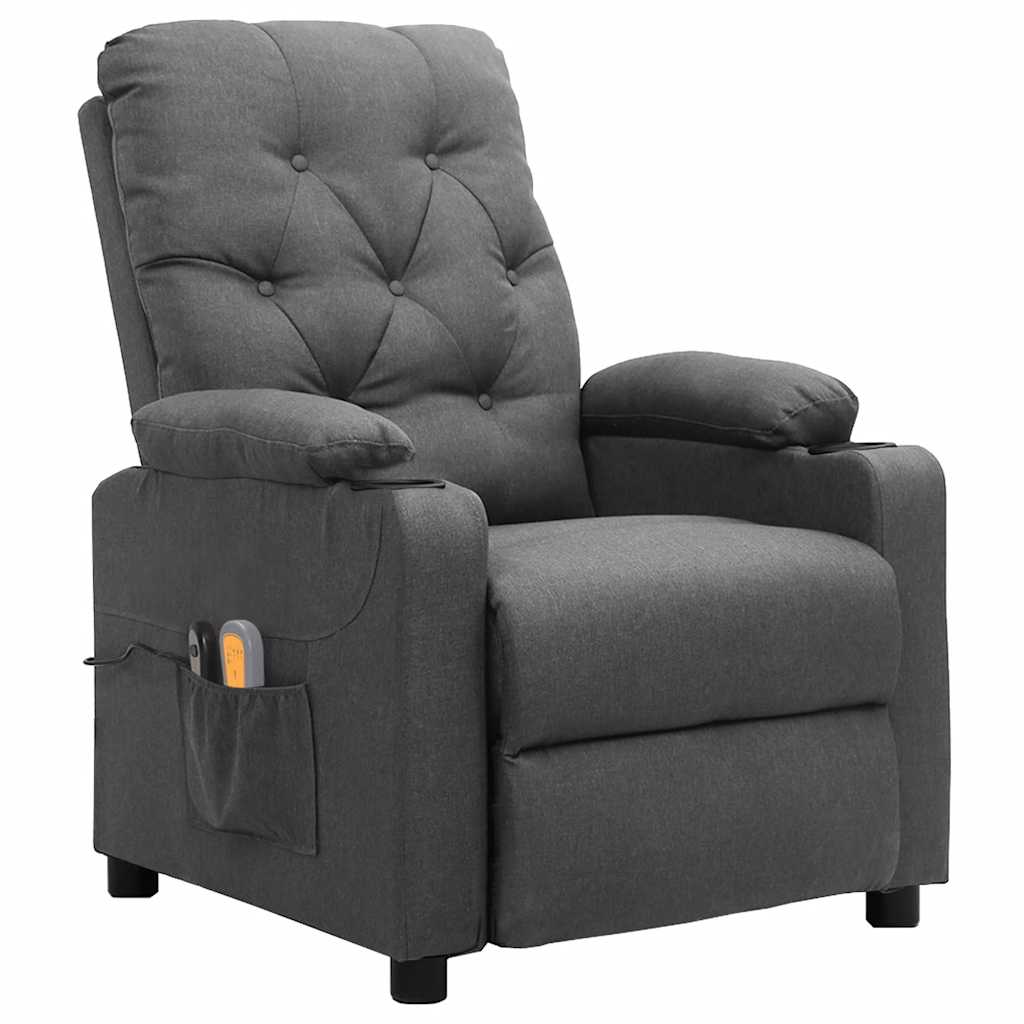 vidaXL Massagestoel elektrisch stof lichtgrijs