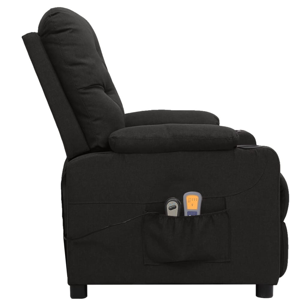 elektrisks masāžas krēsls, atgāžams, melns audums | Stepinfit.lv