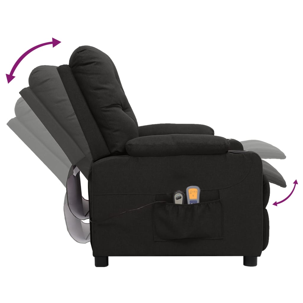 elektrisks masāžas krēsls, atgāžams, melns audums | Stepinfit.lv
