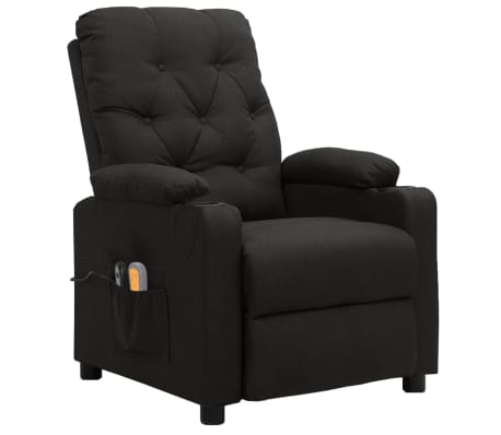 vidaXL Elektrinis masažinis krėslas, juodos spalvos, audinys