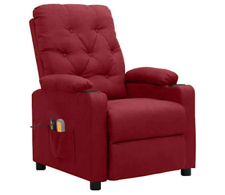 vidaXL Massagesessel Elektrisch Weinrot Stoff