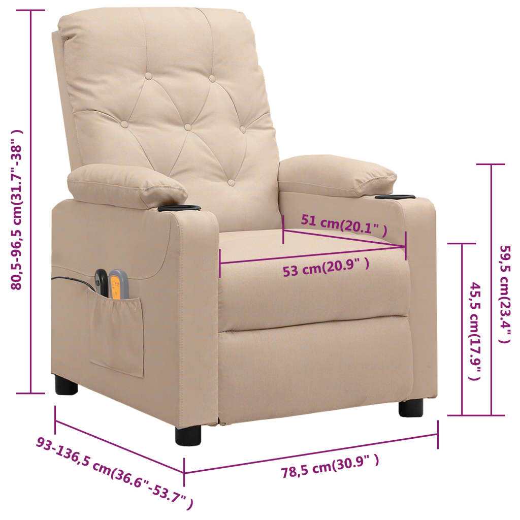 elektriskais masāžas krēsls, krēmkrāsas audums