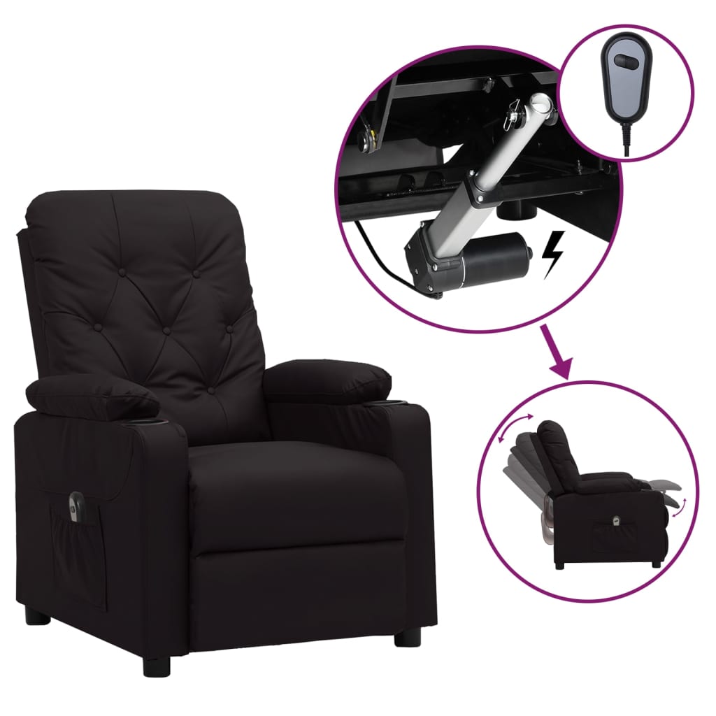 vidaXL Elektryczny fotel rozkadany, czarny, obity sztuczn skr