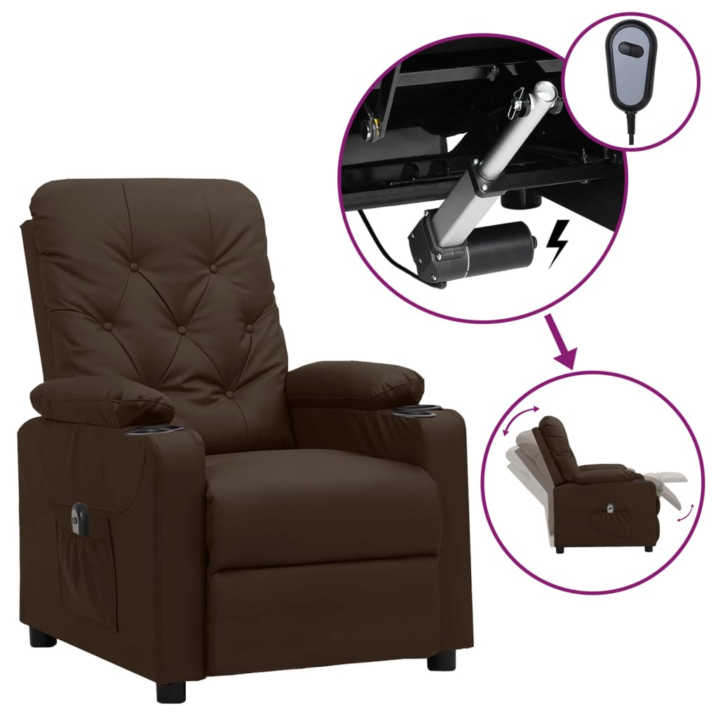 Elektrischer Sessel Verstellbar Braun Kunstleder | Stepinfit