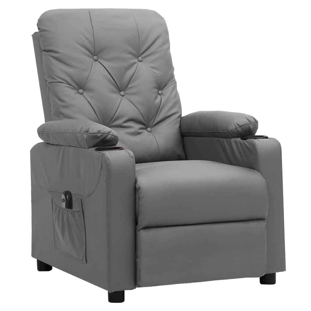 vidaXL Fauteuil inclinable électrique Gris Similicuir