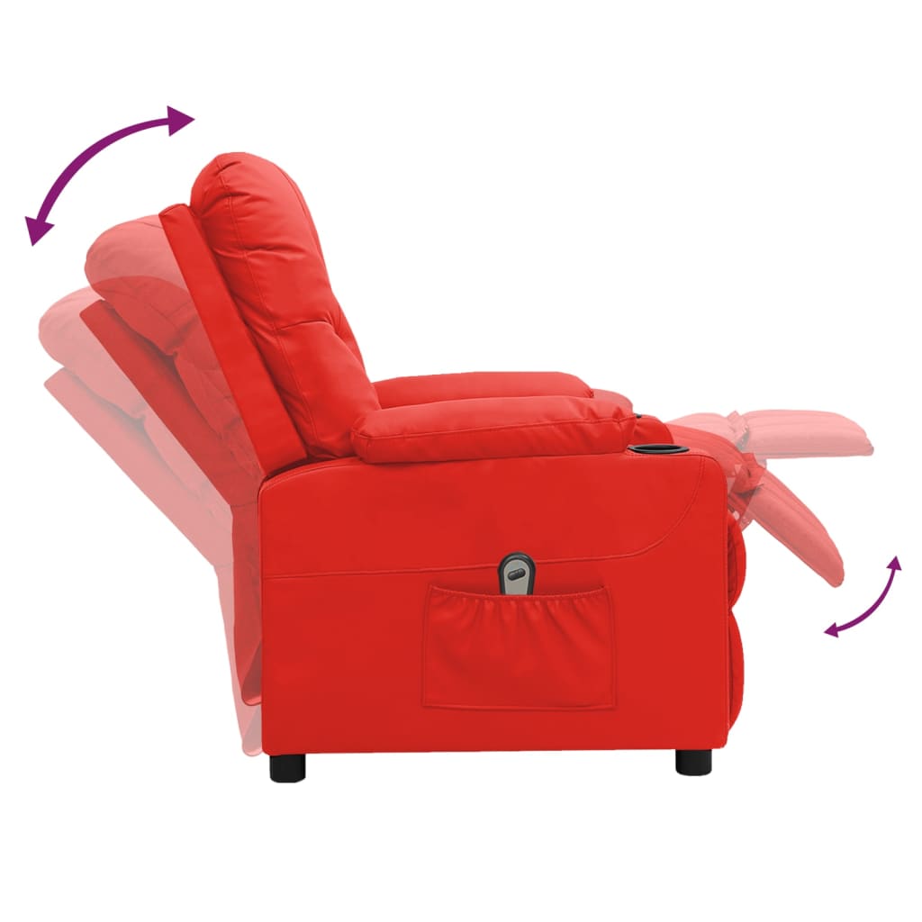 Fotoliu rabatabil electric, roșu, piele ecologică