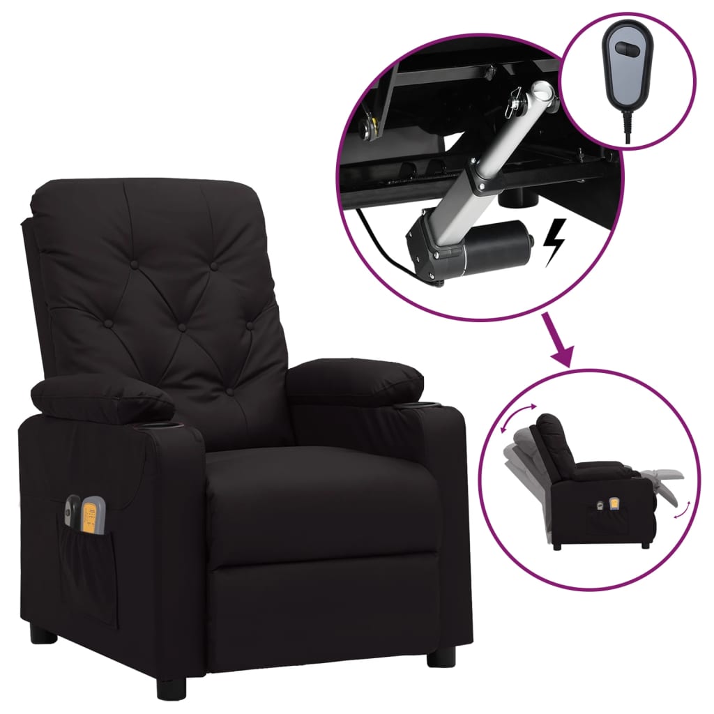 vidaXL Massagesessel Elektrisch Schwarz Kunstleder