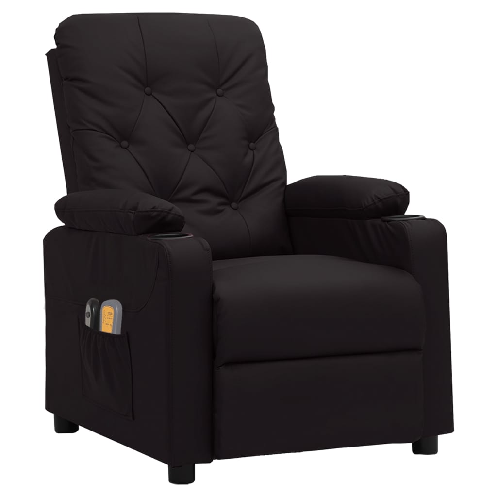 vidaXL Fauteuil électrique de massage Noir Similicuir