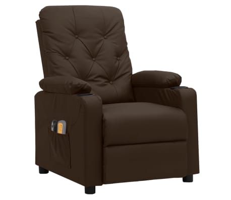 vidaXL Elektrické masážne kreslo hnedé umelá koža