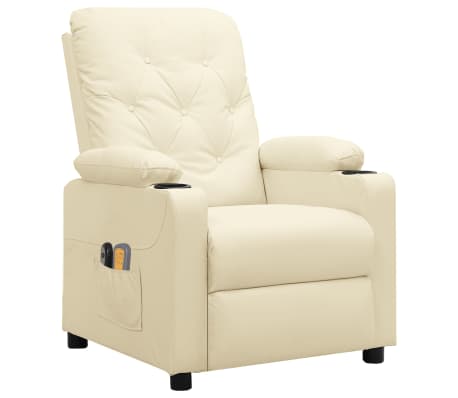 vidaXL Elektrinis masažinis krėslas, kreminės spalvos, dirbtinė oda