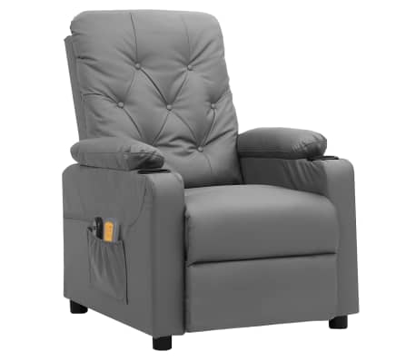 vidaXL Fauteuil de massage électrique Gris Similicuir