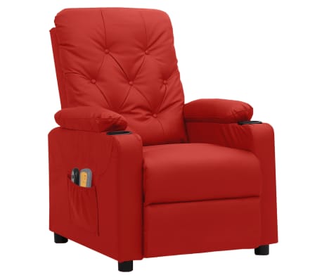 vidaXL Fauteuil de massage électrique Rouge bordeaux Similicuir