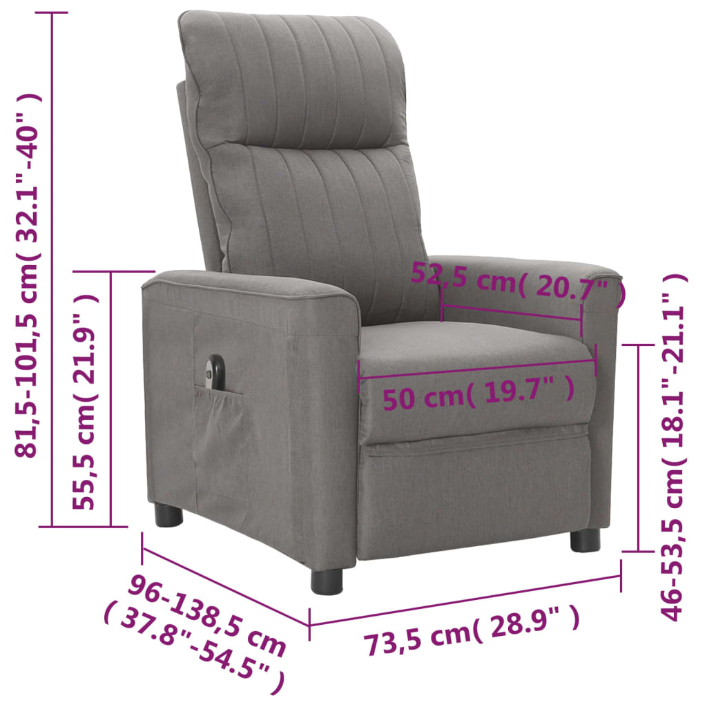 világosszürke szövet elektromos dönthető fotel