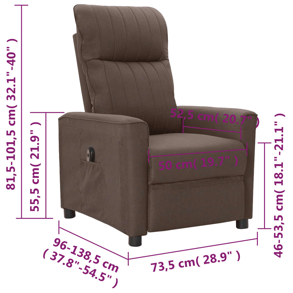 tópszínű szövet elektromos dönthető fotel