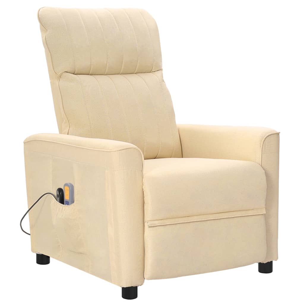 vidaXL Fauteuil électrique de massage Crème Tissu