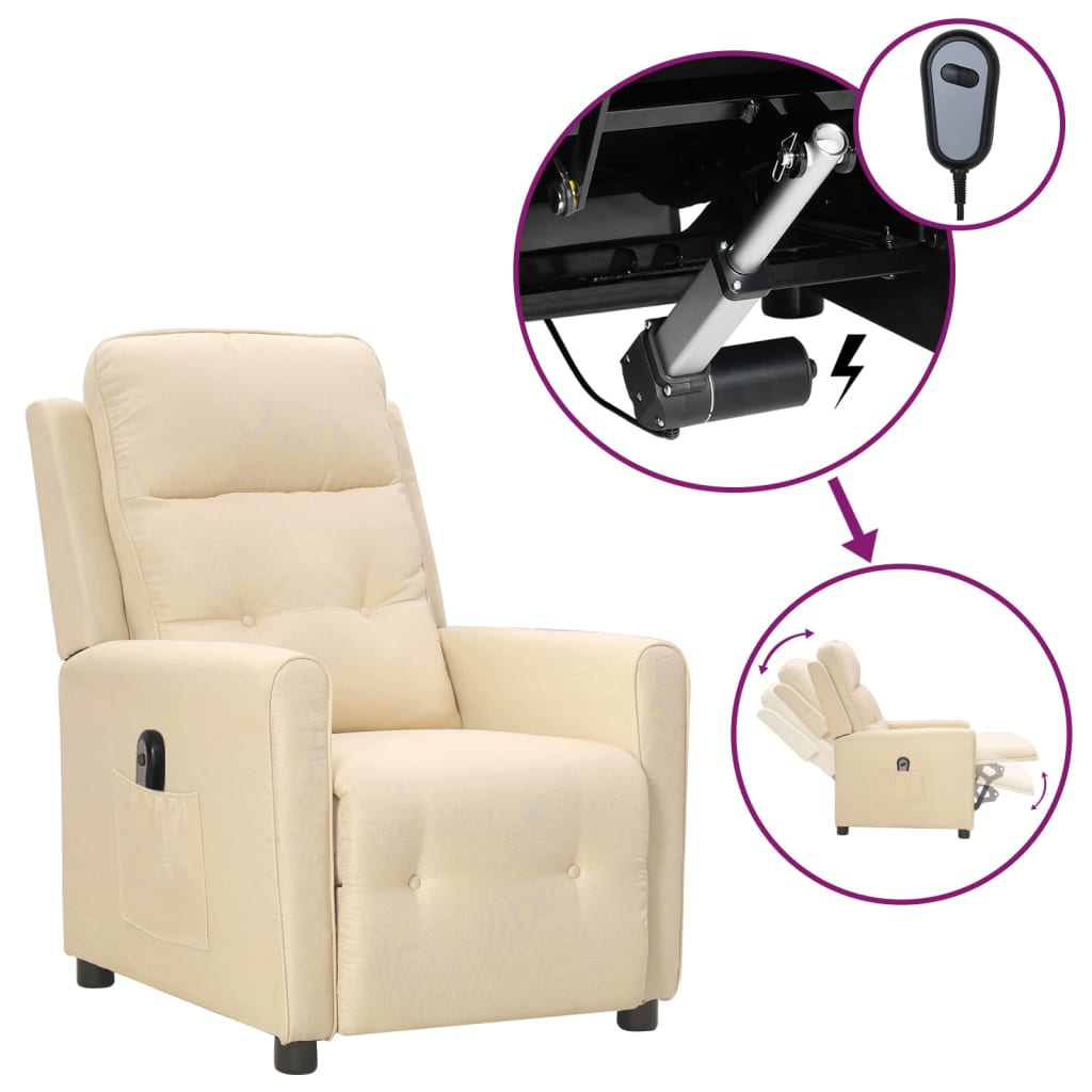 Fauteuil inclinable électrique Crème Tissu