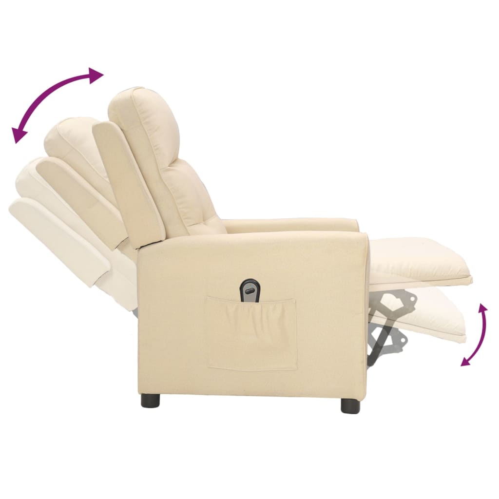 krémszínű szövet elektromos dönthető fotel