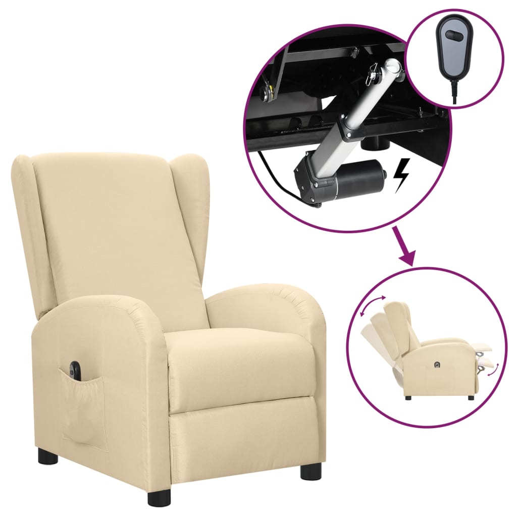 Fauteuil inclinable électrique Crème Tissu