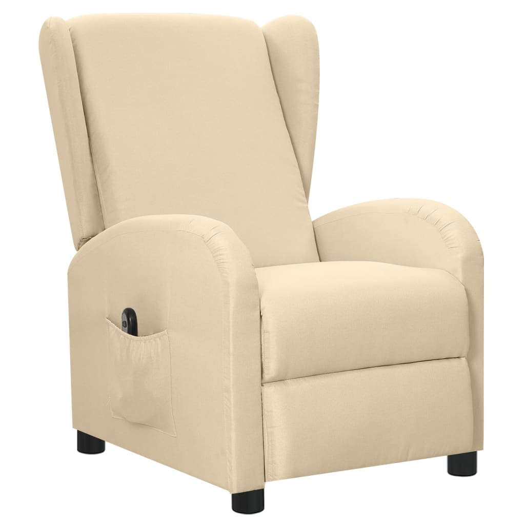 vidaXL Fauteuil inclinable électrique Crème Tissu