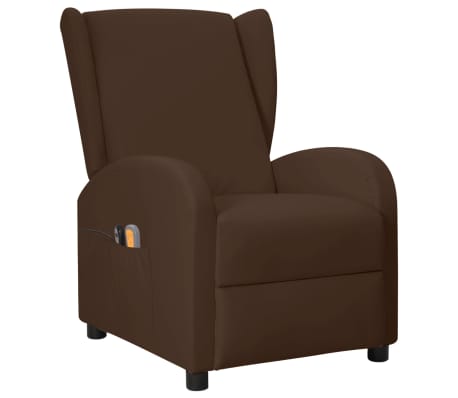 vidaXL Wingback електрически масажен стол, кафяв, изкуствена кожа