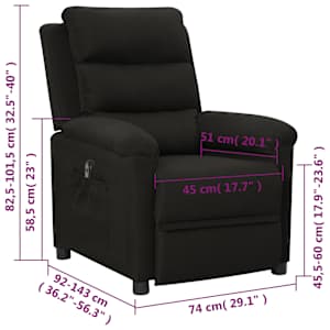 Elektrické polohovací křeslo černé textil - obrázek 12