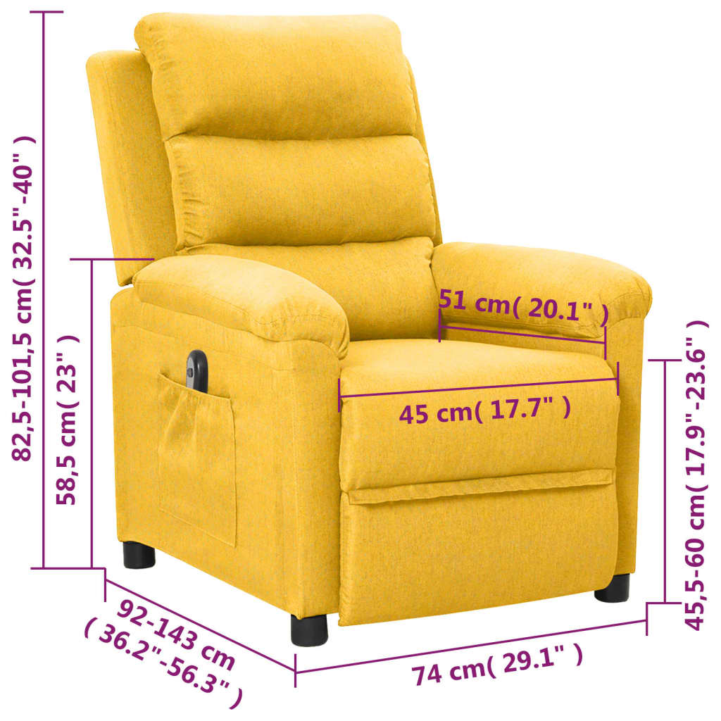 sárga szövet dönthető elektromos fotel