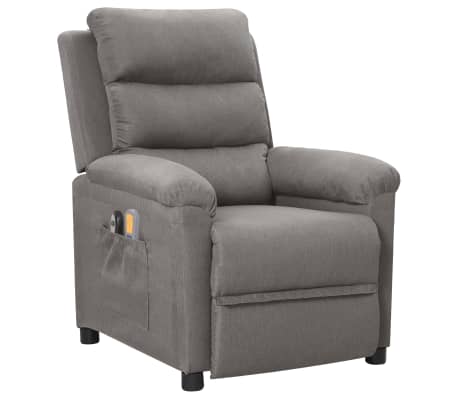vidaXL Fauteuil &eacute;lectrique de massage Gris clair Tissu