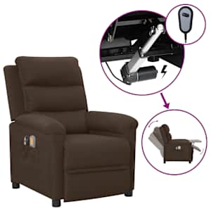 Električni masažni stol temno rjavo blago