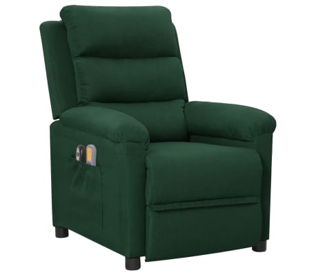 vidaXL Fauteuil &eacute;lectrique de massage Vert fonc&eacute; Tissu