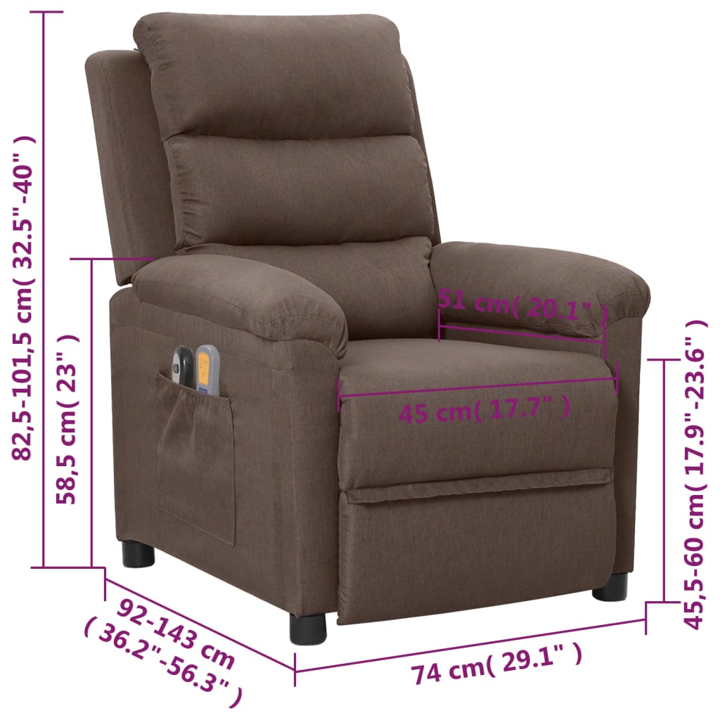 Elektrické masážní křeslo taupe textil - obrázek 14