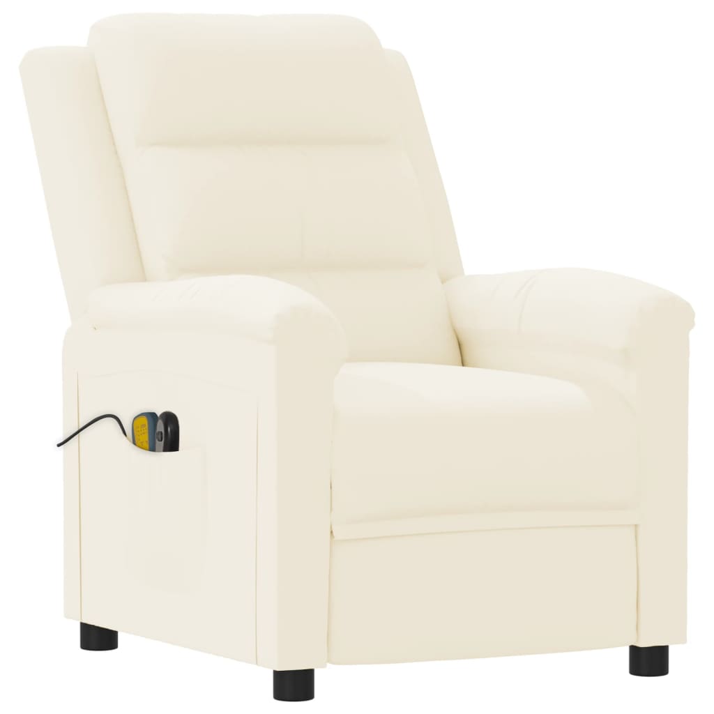 vidaXL Fauteuil de massage électrique Crème Similicuir