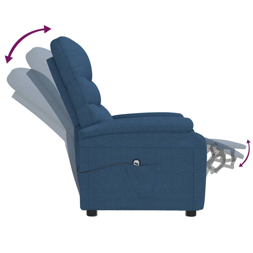 Fotoliu rabatabil electric, albastru, material textil