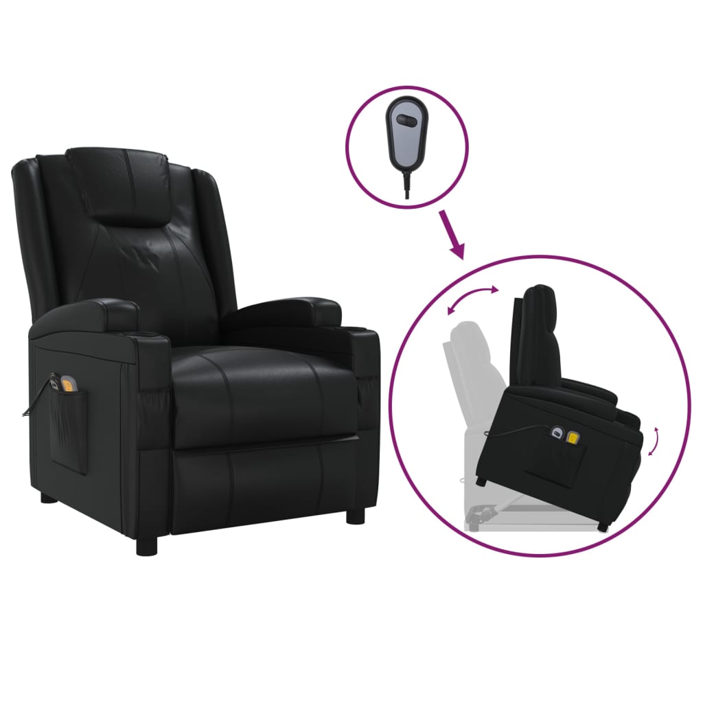 Fauteuil de massage Noir Similicuir