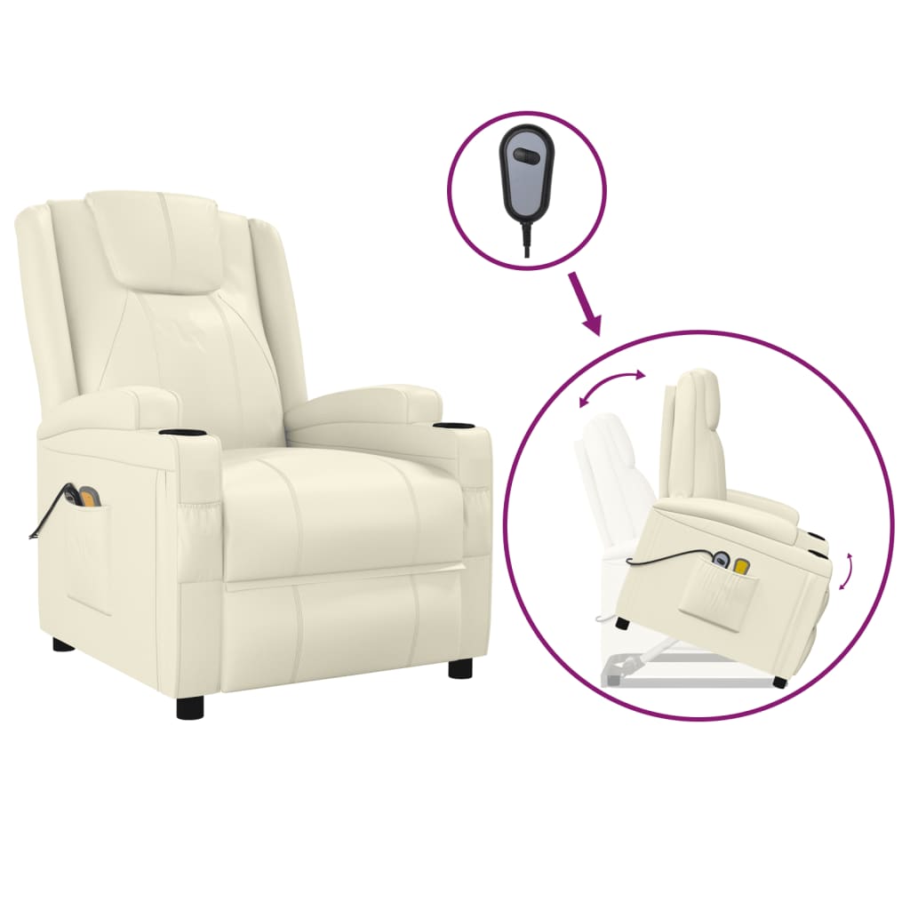 Fauteuil de massage Blanc crème Similicuir