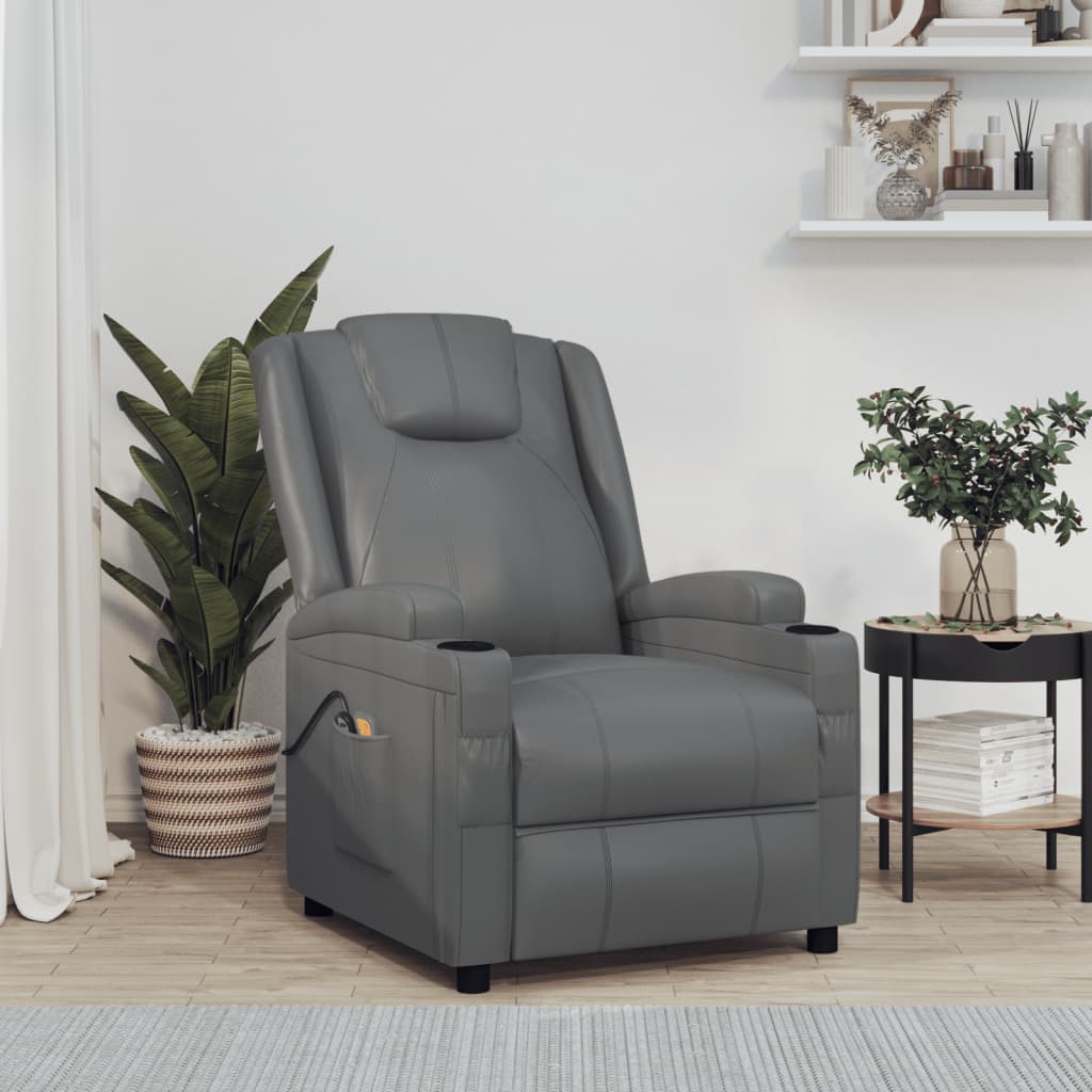 Poltrona de massagens elevatória couro artificial antracite
