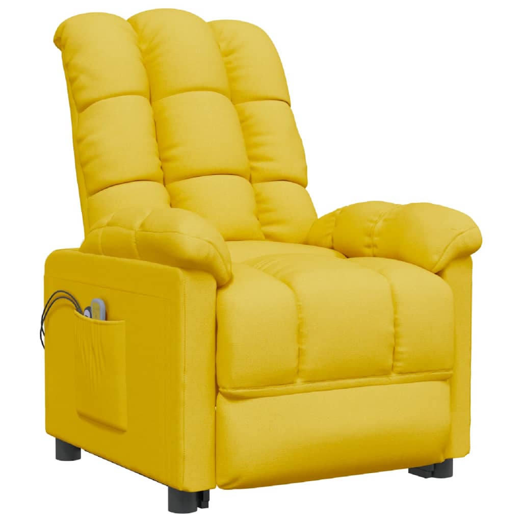 vidaXL Elektrinis masažinis krėslas, geltonos spalvos, audinys