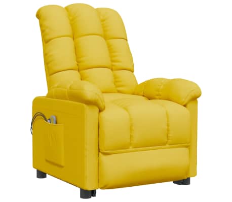 vidaXL Poltrona elétrica de massagens tecido amarelo