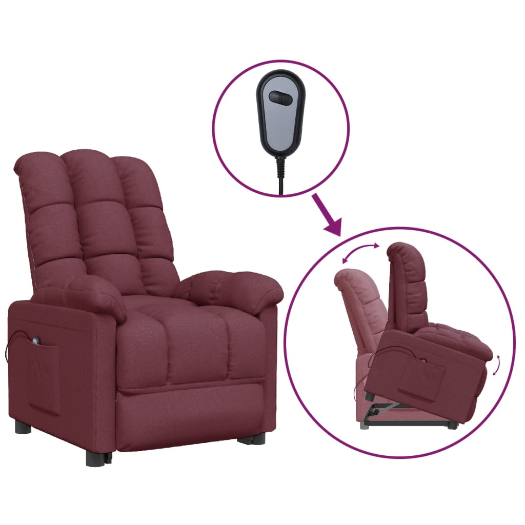 vidaXL Poltrona reclinável elevatória tecido roxo