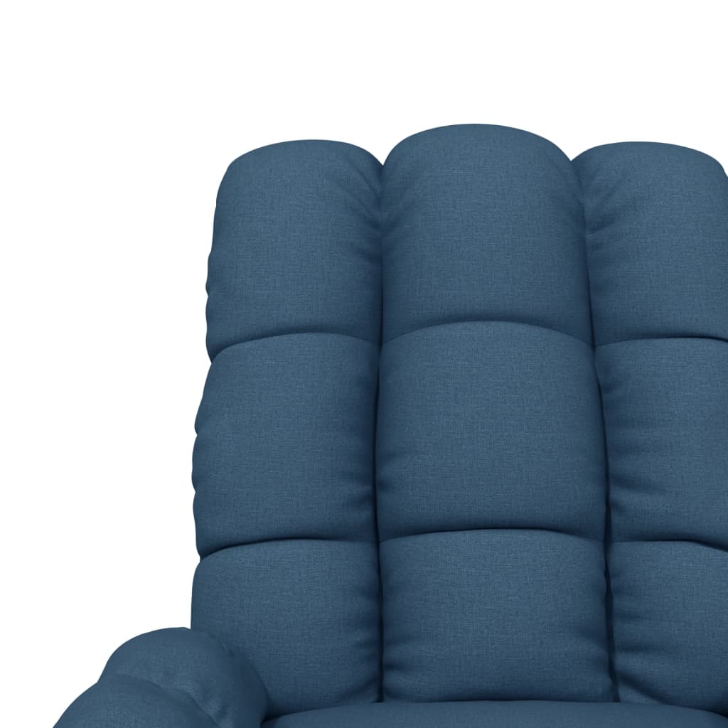 Zvedací masážní polohovací křeslo modré textil