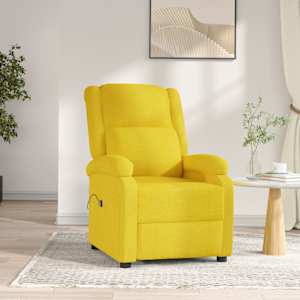 vidaXL elektrisks atpūtas krēsls, atgāžams, dzeltens audums