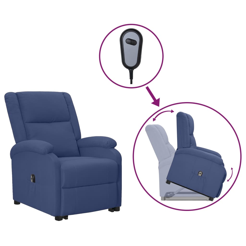 kék szövet felállást segítő fotel