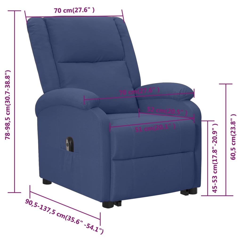 kék szövet felállást segítő fotel