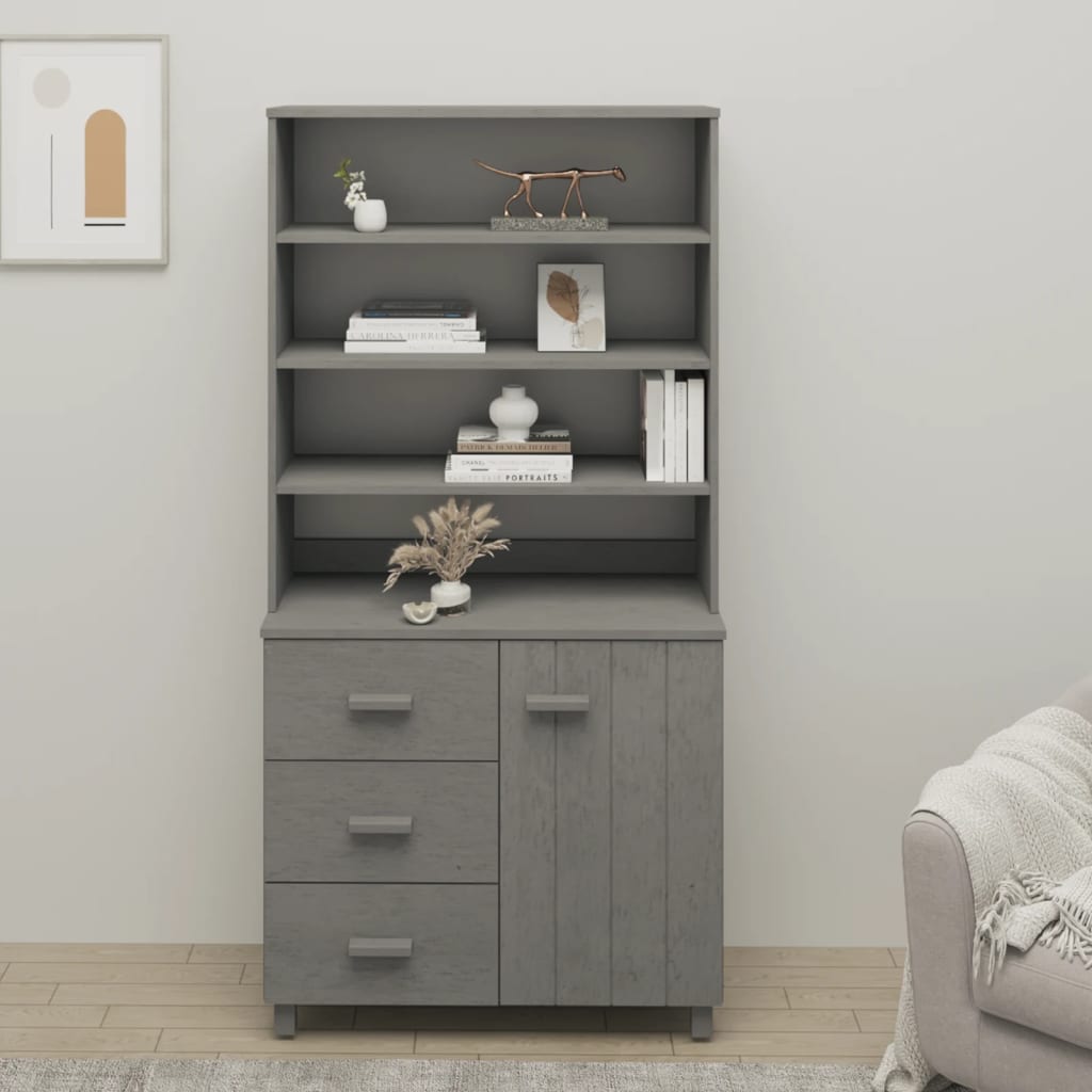 vidaXL Highboard HAMAR Massivholz Kiefer Hellgrau